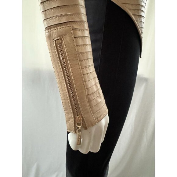 Marciano Los Angeles Women's Shayna Drape Jacket Leather Beige Size 2 - Picture 6 of 9